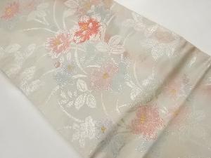 引箔花葉模様織出し名古屋帯